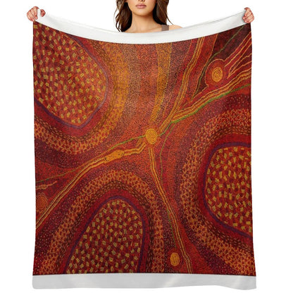 Australian Aboriginal Art Vintage Throw Blanket