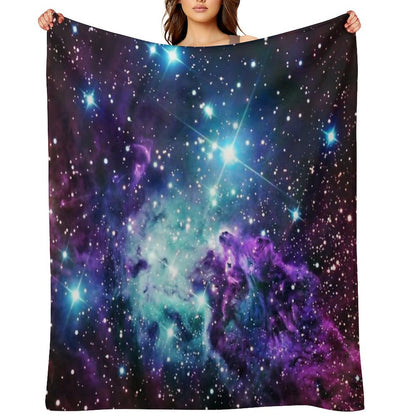Fox Fur Nebula Teal Turquoise Purple Throw Blanket