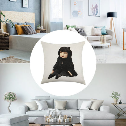 Nadja Doll Linen Throw Pillow Cover