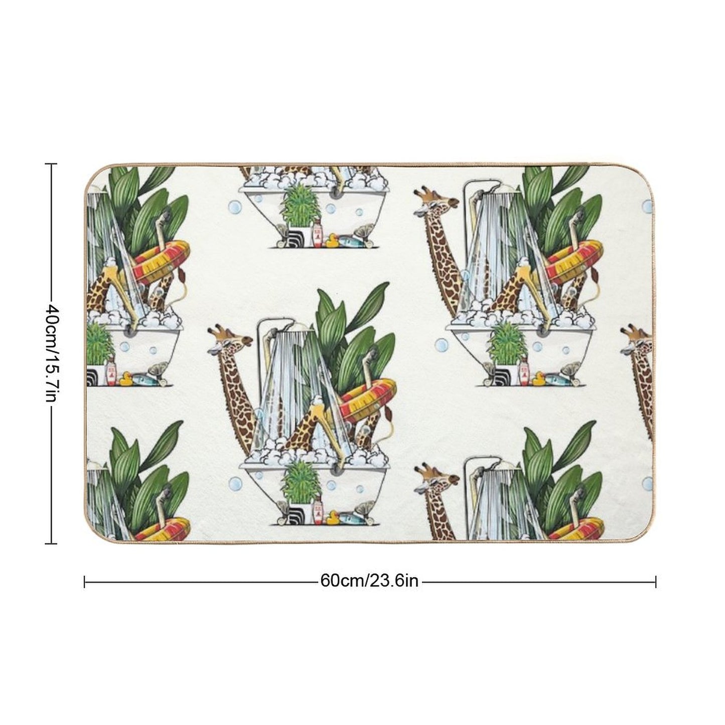 Giraffe in The Bath, Funny Animal Safari Bathroom Joke Bath Mat