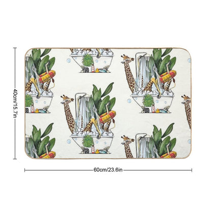 Giraffe in The Bath, Funny Animal Safari Bathroom Joke Bath Mat