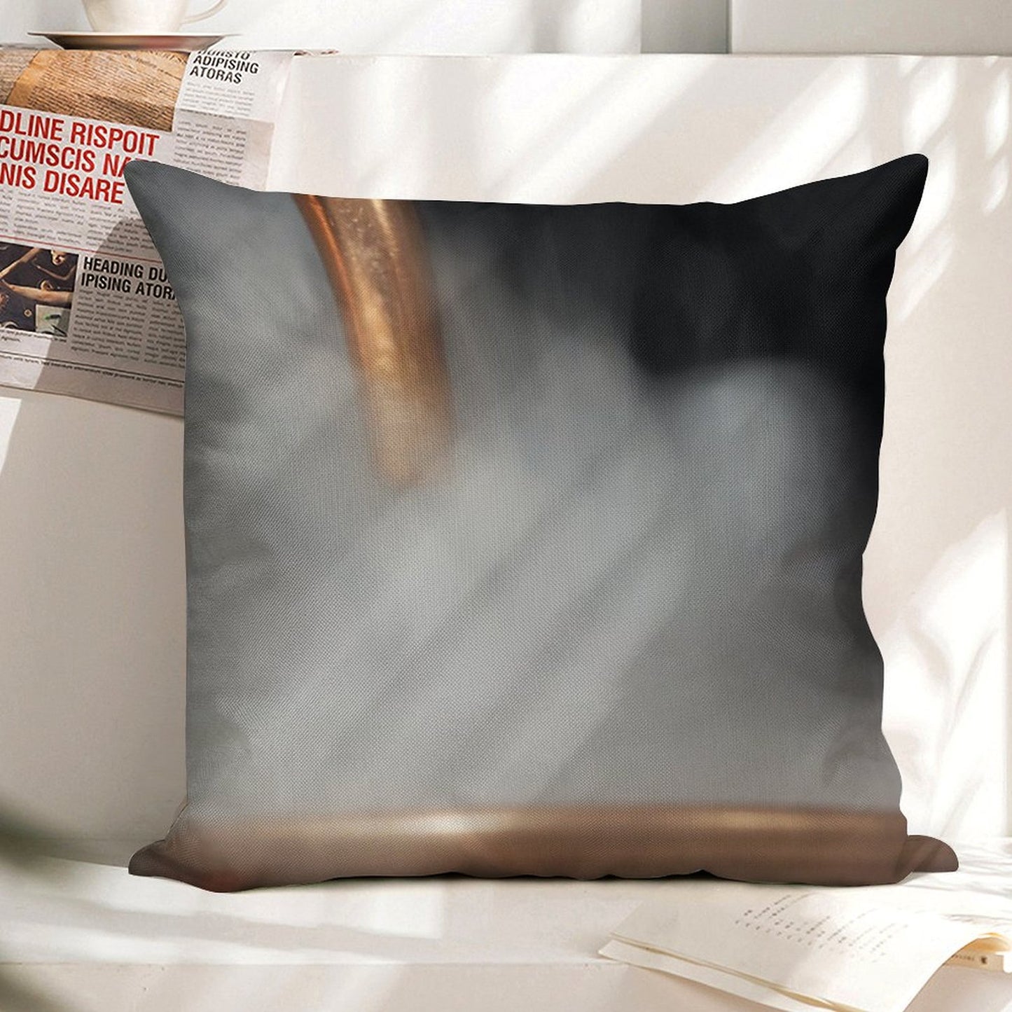 Copper Pipe with Steam Linen Throw Pillow Cover