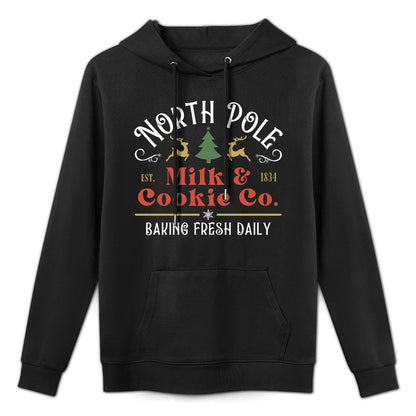North Pole Milk And Cookie Co Vintage Christmas Company Shrink-Resistant Hoodie