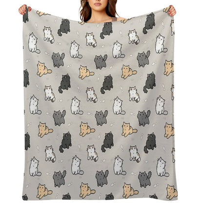 Kittens And Fish Pattern Throw Blanket