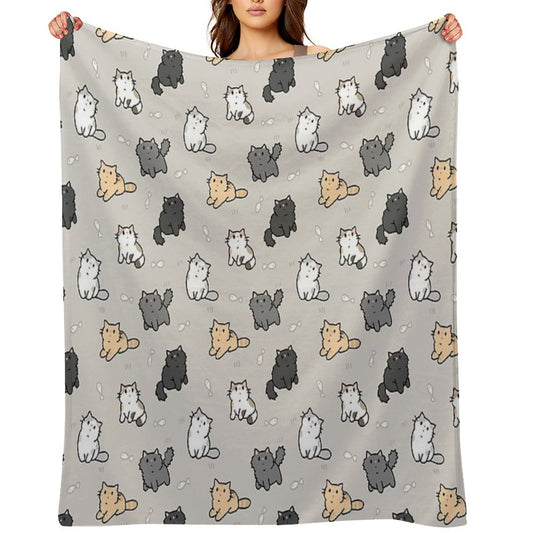 Kittens And Fish Pattern Throw Blanket