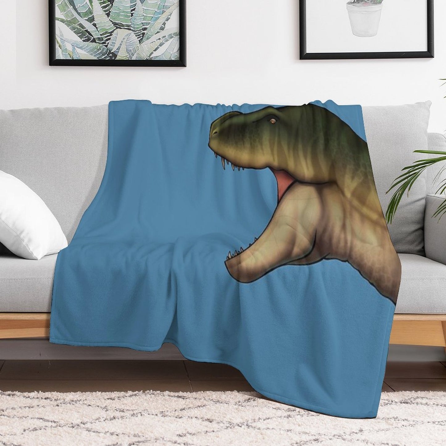 Trex Head, Dinosaur Color Drawing Throw Blanket