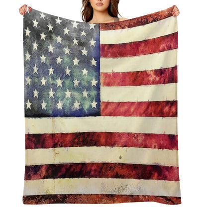 Vintage American Flag Throw Blanket