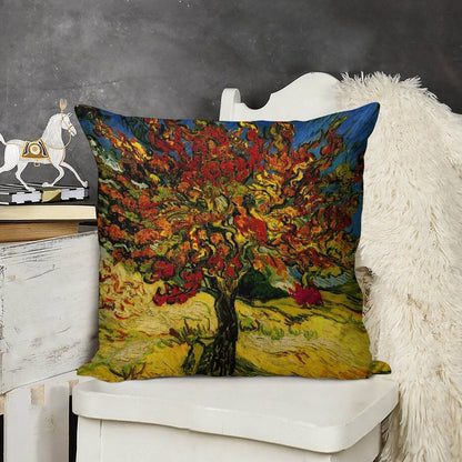 Van Gogh Mulberry Tree Print Linen Throw Pillow Cover