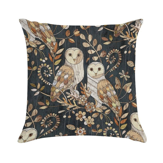 Wooden Wonderland Barn Owl Collage Soft Luxury Feel Throw Pillow