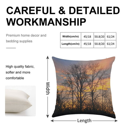 Autumn Ember Silhouette Linen Throw Pillow Cover