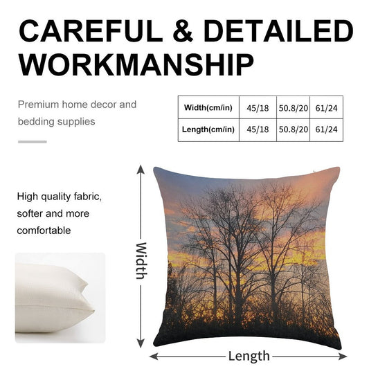 Autumn Ember Silhouette Linen Throw Pillow Cover