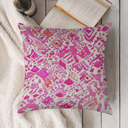 Cute Geometric Pink Linen Throw Pillow Cover