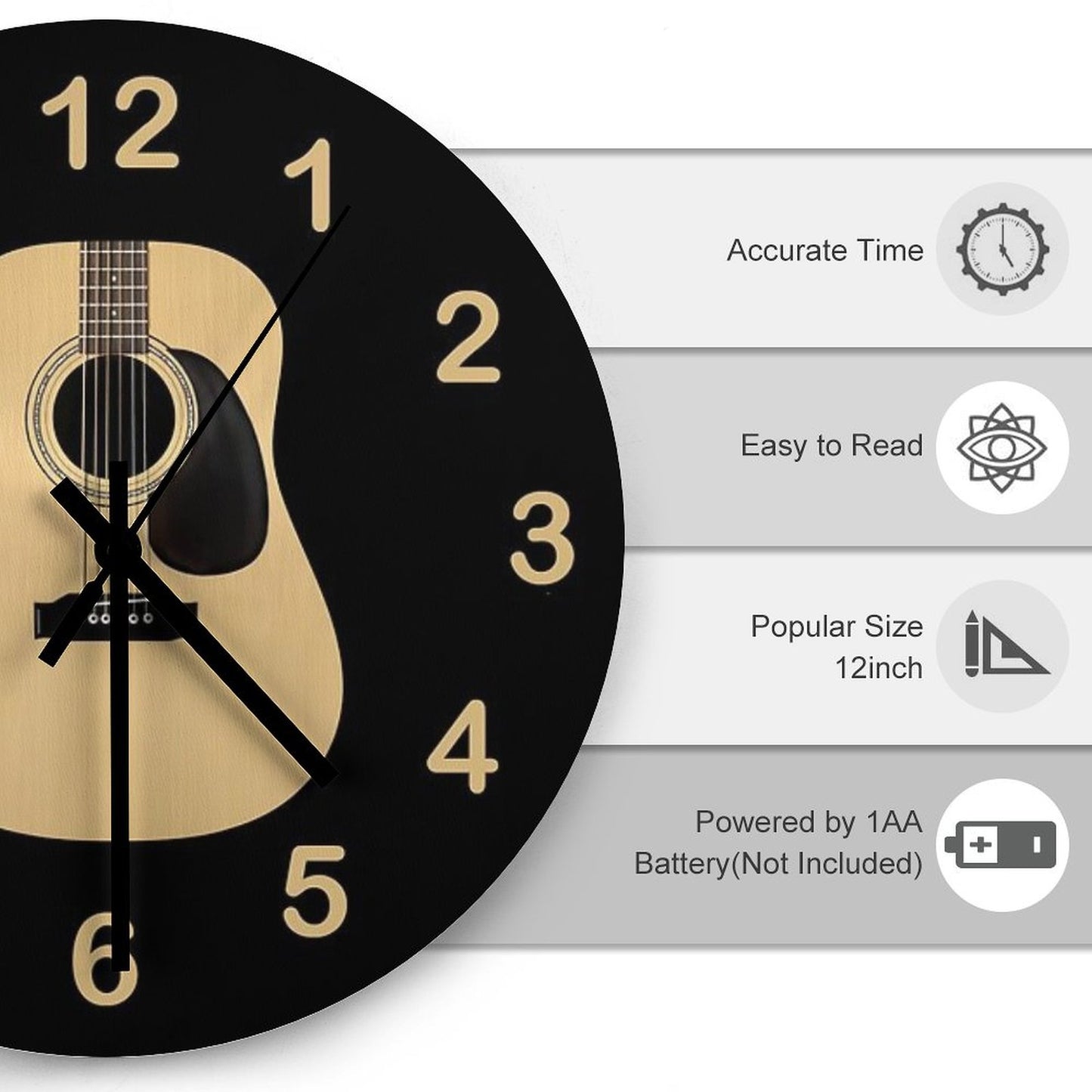 Acoustic Guitar Clock Wall Clock