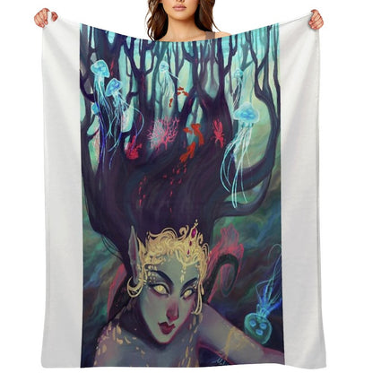 Abyss Mermaid Throw Blanket