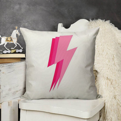 3 Pink Lightning Bolt Linen Throw Pillow Cover