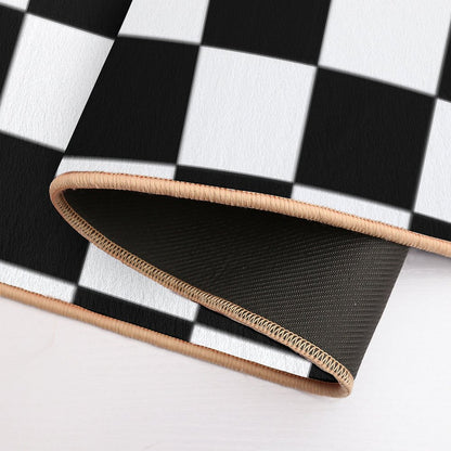 Checkered Black And White Bath Mat