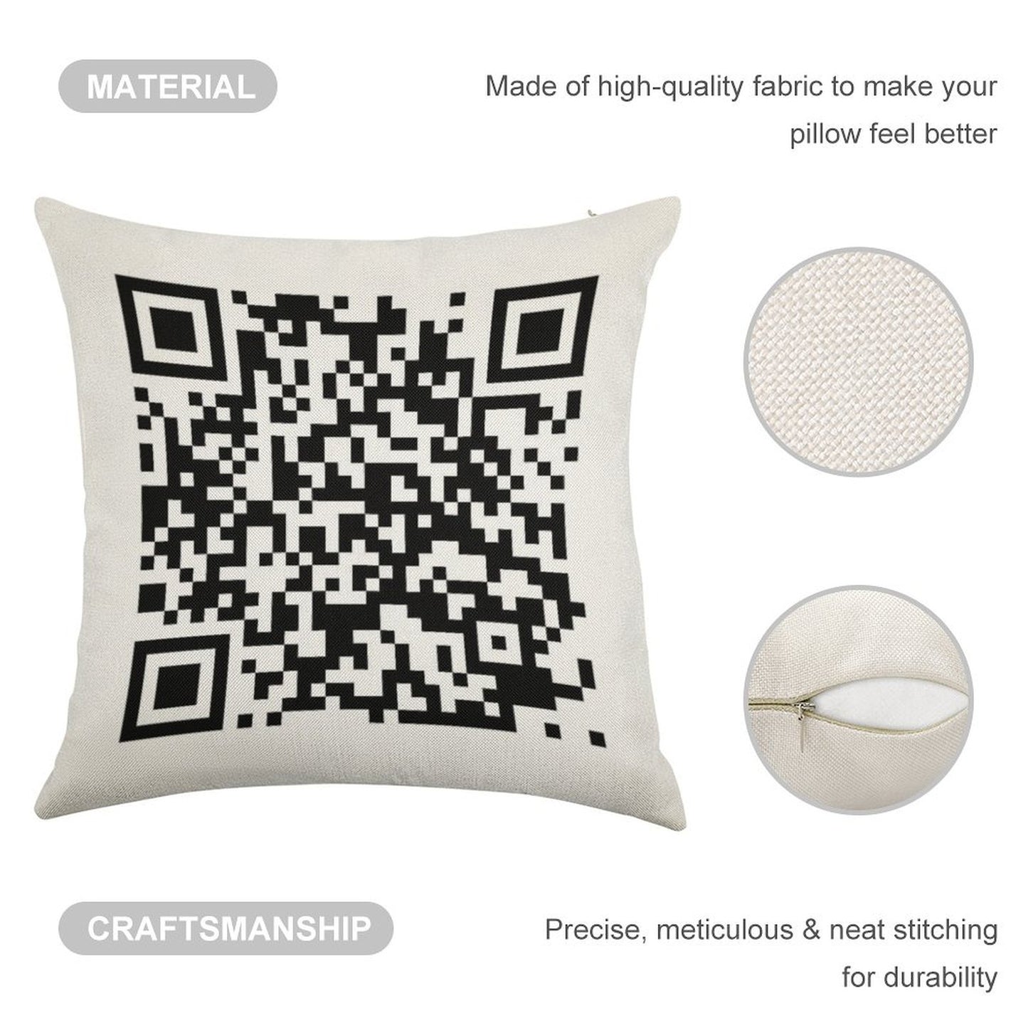QrCode Rick Astley - Never Gonna Give You Up Linen Throw Pillow Cover