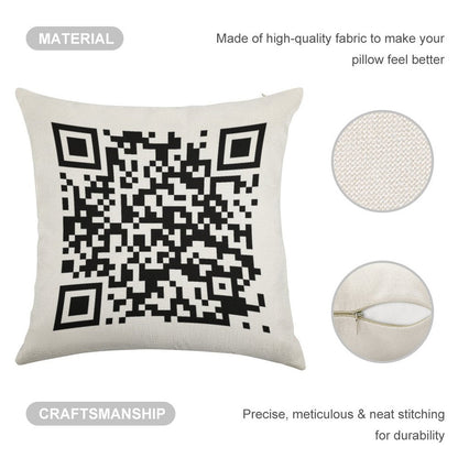 QrCode Rick Astley - Never Gonna Give You Up Linen Throw Pillow Cover