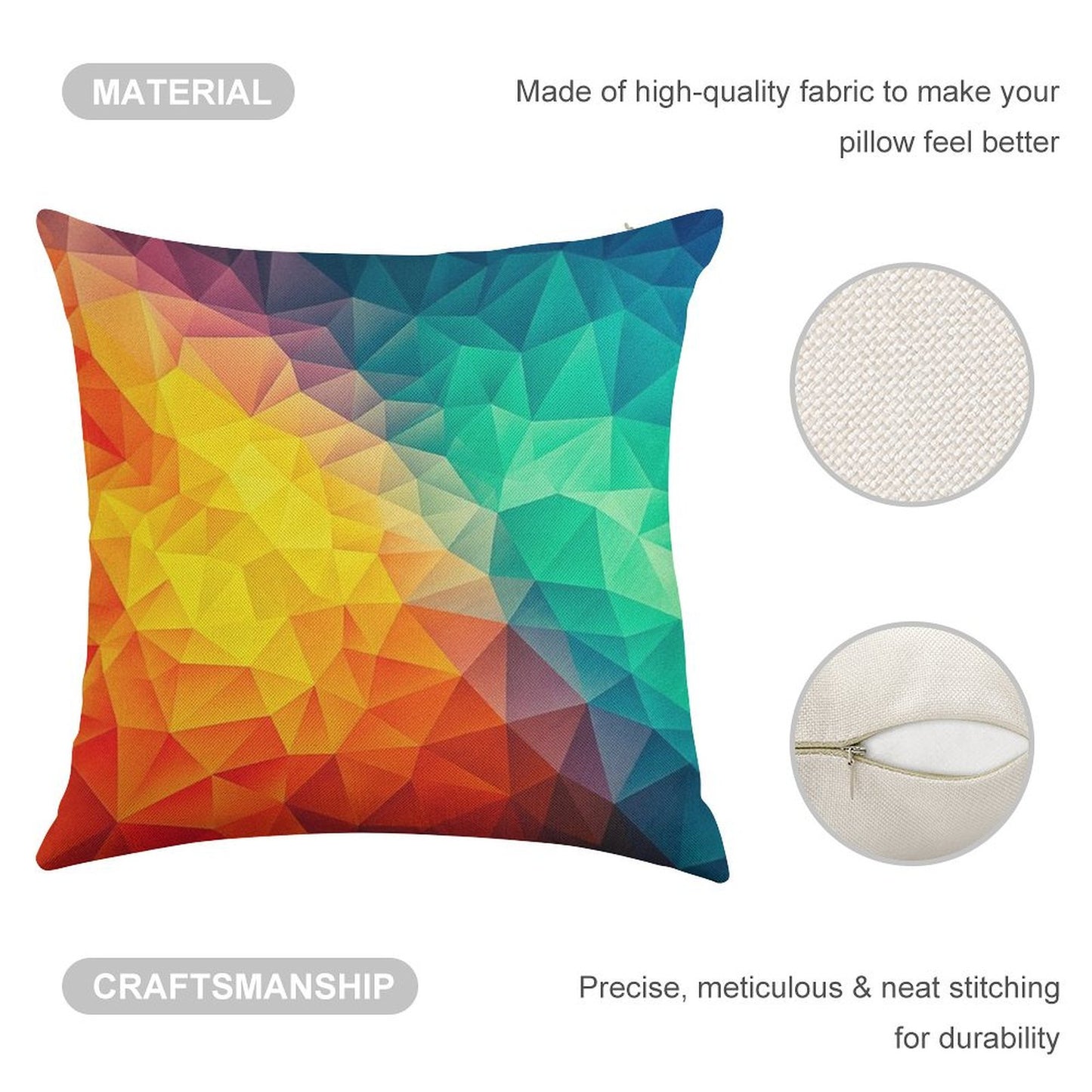 Abstract Multi Color Cubizm Painting Linen Throw Pillow Cover
