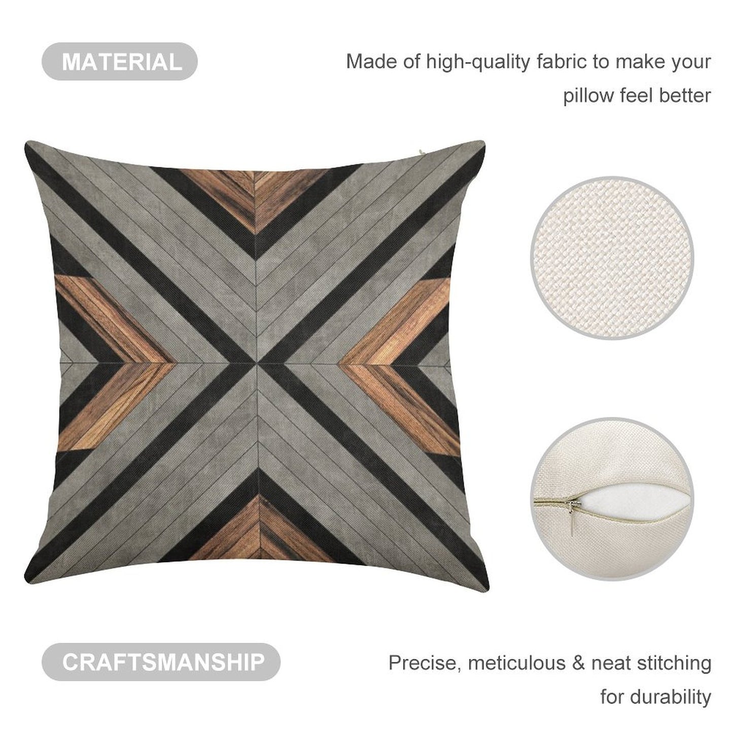 Urban Tribal Pattern No.2 - Concrete And Wood Linen Throw Pillow Cover