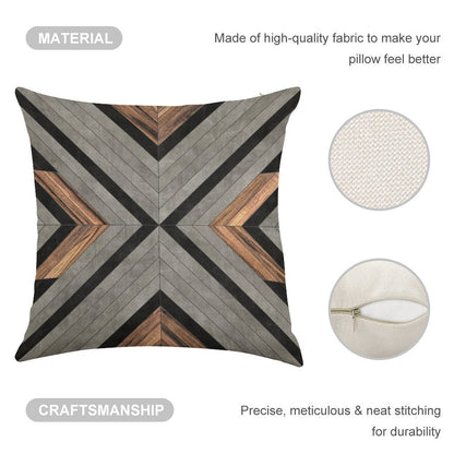 Urban Tribal Pattern No.2 - Concrete And Wood Linen Throw Pillow Cover