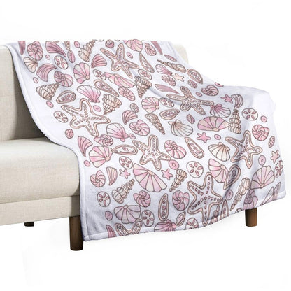 Millennial Pink Seashells Throw Blanket