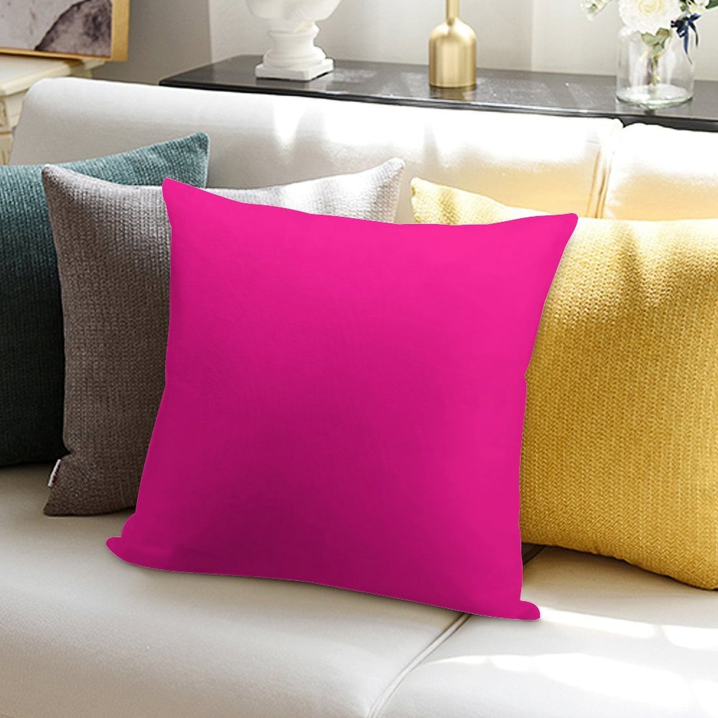 PLAIN SOLID DEEP PINK -100 PINK SHADES ON OZCUSHIONS ON ALL PRODUCTS Soft Fade-Resistant Throw Pillow