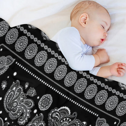 Oriental Paisley Ornament Black And White Throw Blanket
