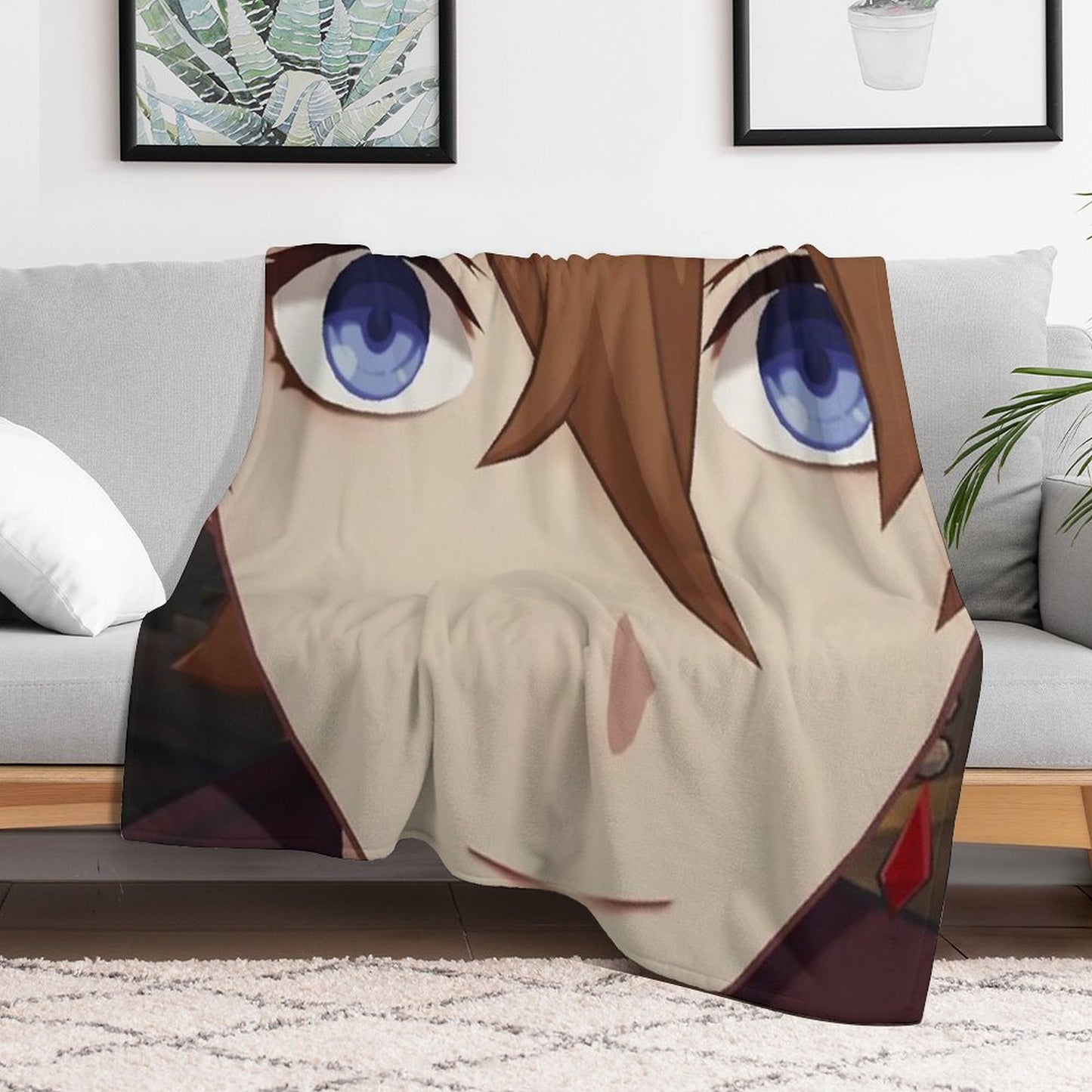 Childe (Tartaglia) Face Meme Throw Blanket