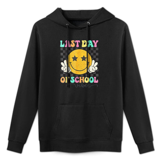 Last Day Of School Vibes Cute End Of School Kids Girls Adjustable Hood Hoodie