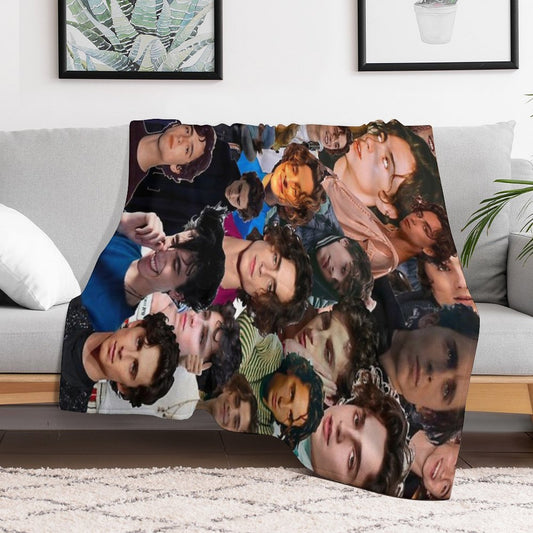 Timothée Chalamet Photo Collage Throw Blanket