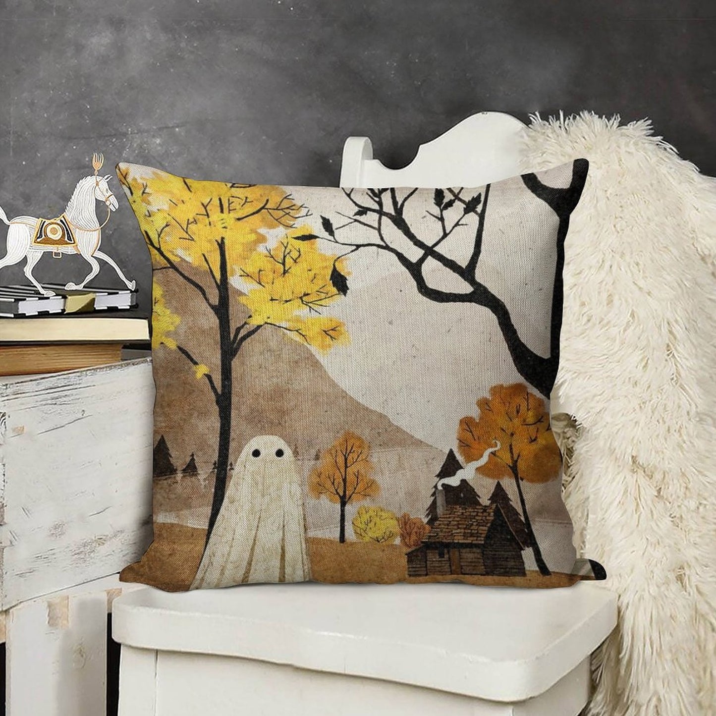 Walter in Autumn Linen Throw Pillow Cover