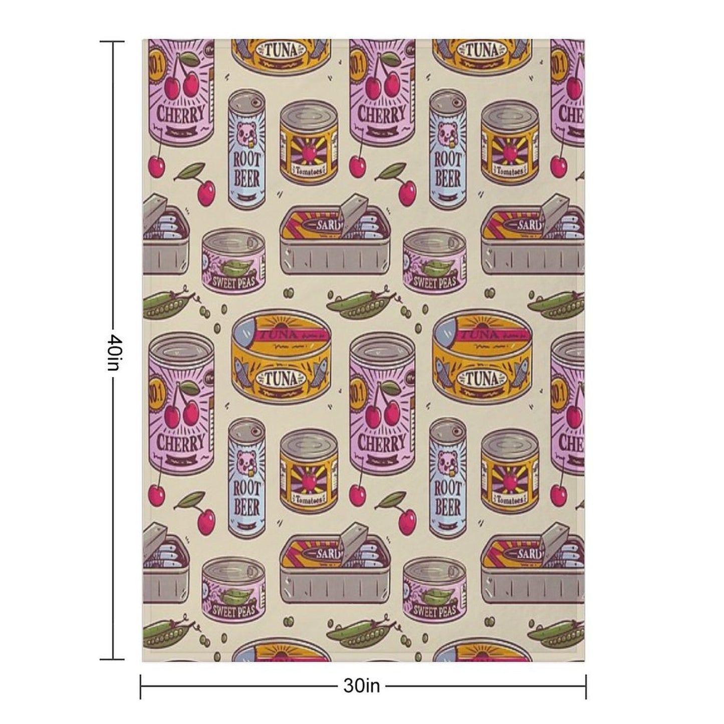 Vintage Canned Goods Pattern Throw Blanket