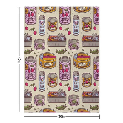 Vintage Canned Goods Pattern Throw Blanket