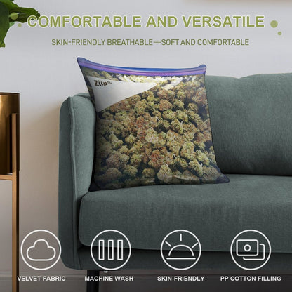 Weed Zip Lock Cannabis Extra Large Dank Soft Shrink-Resistant Throw Pillow