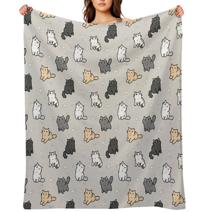 Kittens And Fish Pattern Throw Blanket