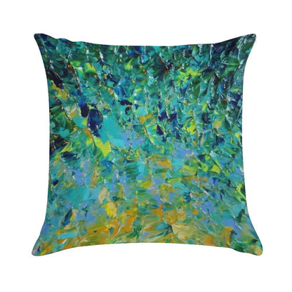 BEAUTY BENEATH THE SURFACE - Stunning Lake Ocean River Water Nature Green Blue Teal Yellow Aqua Abstract Soft Hidden Zipper Throw Pillow