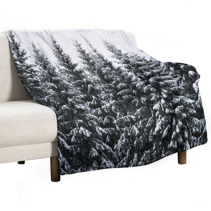The White Bunch  Misty Moody Foggy Milky Winter Wonderland Forest With Cascadia Trees Covered In Magic Fog Throw Blanket