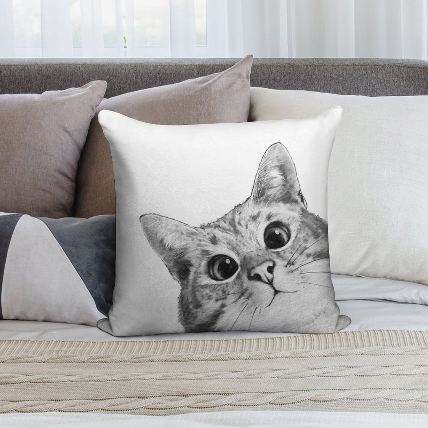 Sneaky Cat Soft Luxury Feel Throw Pillow