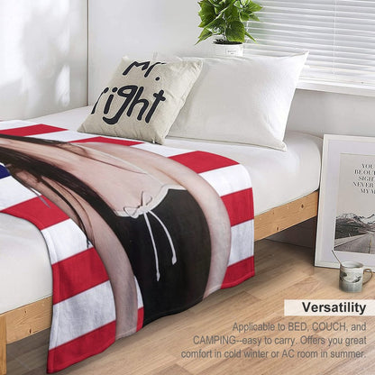 Kpop Sana Twice USA Flag Funny Kpop Throw Blanket