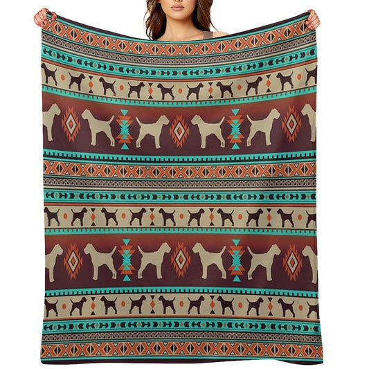 Boho Dogs  Border Terrier Sunset Throw Blanket