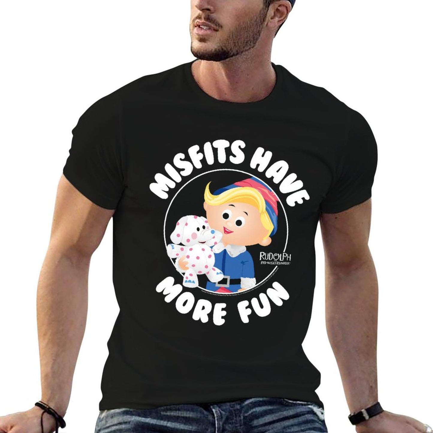 Rudolph Misfits Have More Fun Hermey Retro Christmas  High-quality Stitching T-Shirt