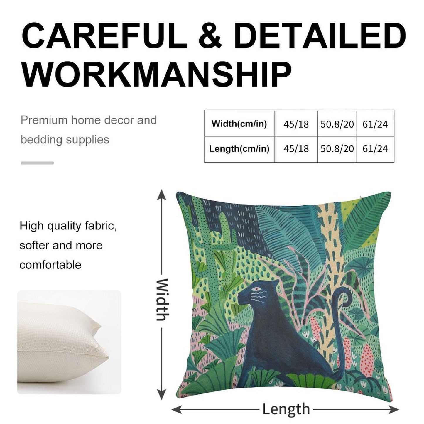 Jungle Jaguar Linen Throw Pillow Cover