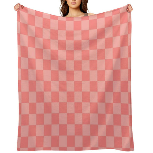 Checkerboard Mini Check Pattern in Double Blush Pink Throw Blanket
