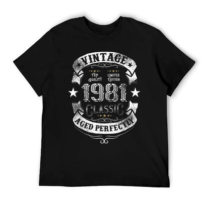 Vintage 40th Birthday Gift for Men And Women Born in 1981  Heathered Texture T-Shirt