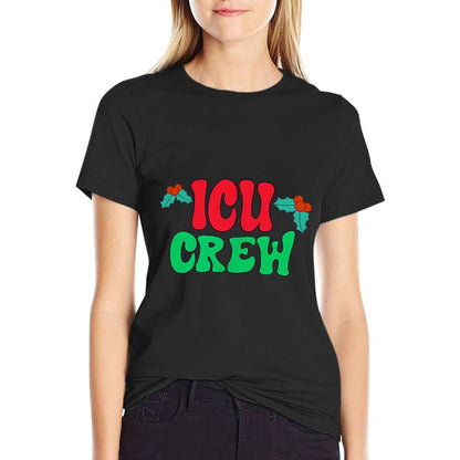 (2 Sided) Nurse Christmas Intensive Care Unit ICU Crew Nurse  Soft T-Shirt
