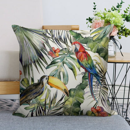 TROPICAL JUNGLE Linen Throw Pillow Cover
