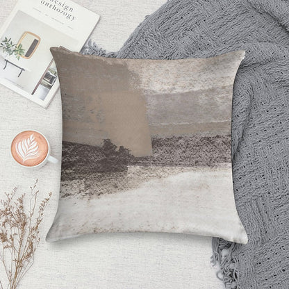 Taupe And Charcoal Grey Horizontal Modern Abstract Painting Soft Ultra-Soft Texture Throw Pillow