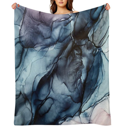 Blush And Darkness Abstract Alcohol Ink Painting Throw Blanket