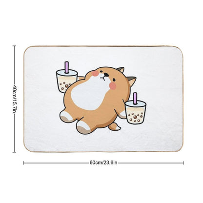 Lazy Shiba Loves Boba! Bath Mat